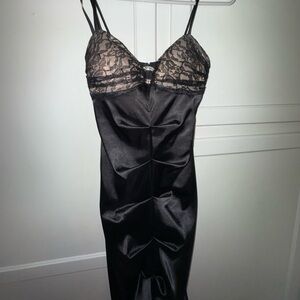 Xs/s Retro/Vintage 90s/2000s Y2k Black Tie Formal Lace Bedazzled Prom Dress
